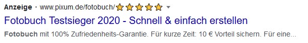 Beispiel Screenshot Google Ads pixum.de Beispiel Screenshot Google Ads pixum.de
