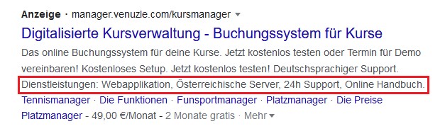Beispiel Screenshot Google Ads manager.venuzle.com Beispiel Screenshot Google Ads manager.venuzle.com