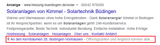 Beispiel Screenshot Google Ads heizung-buedingen.de Beispiel Screenshot Google Ads heizung-buedingen.de