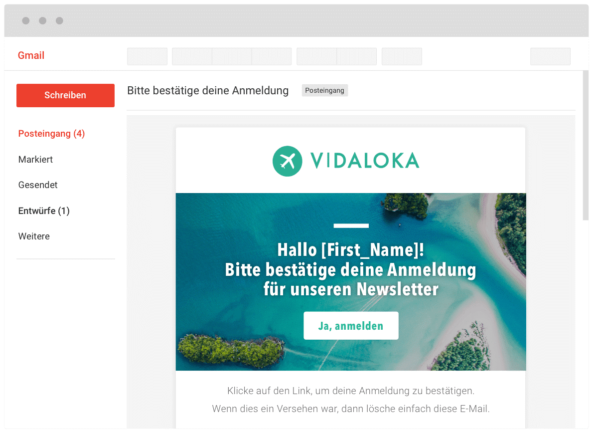 Beispiel Anmeldebestätigung in Gmail Beispiel Anmeldebestätigung in Gmail